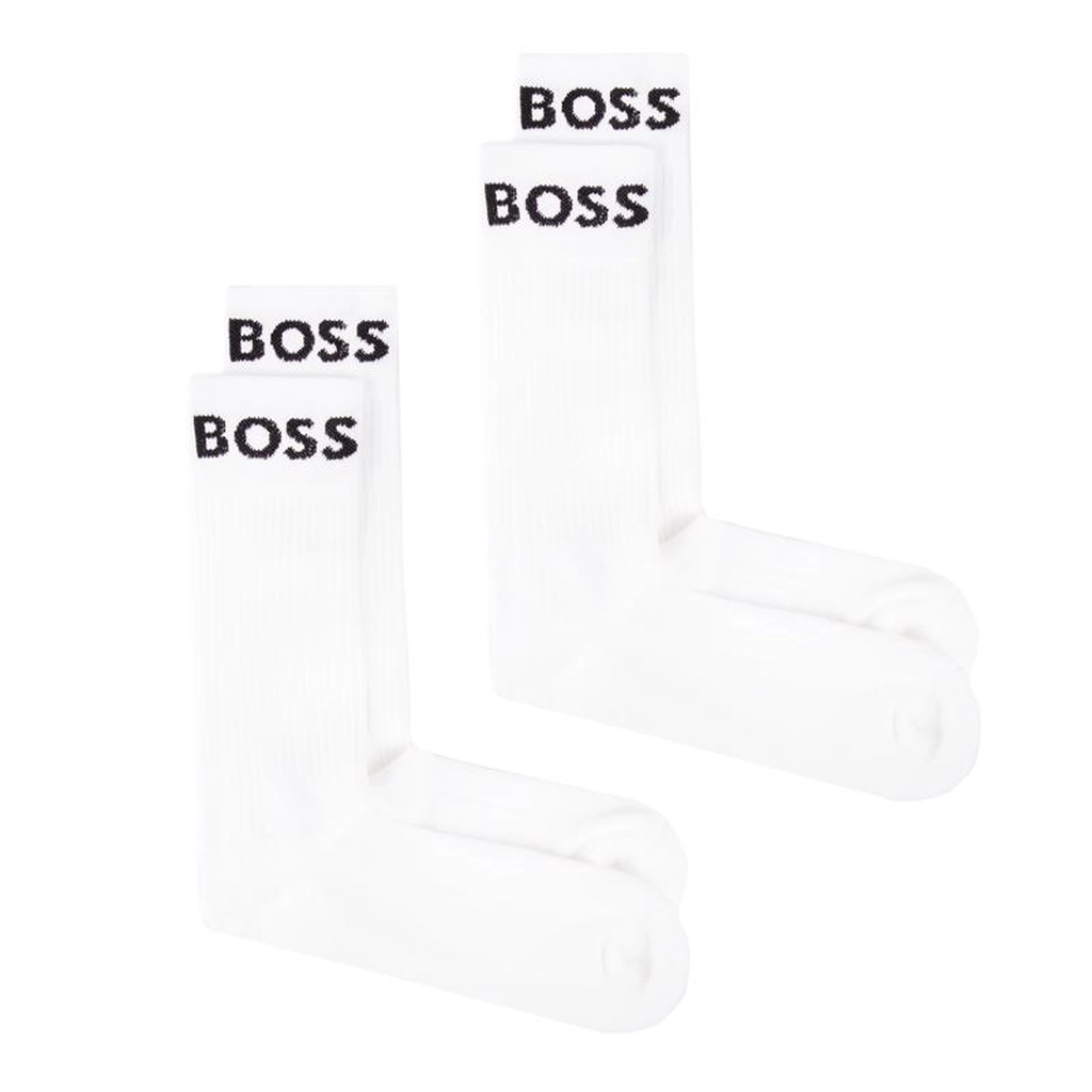 Hugo Boss Mens 2 Pack Sport Socks - White - Size Large